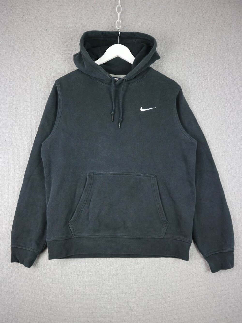 Nike Embroidered Pullover Faded Black Hoodie Mens Medium Navy Tag 2000s Y2K